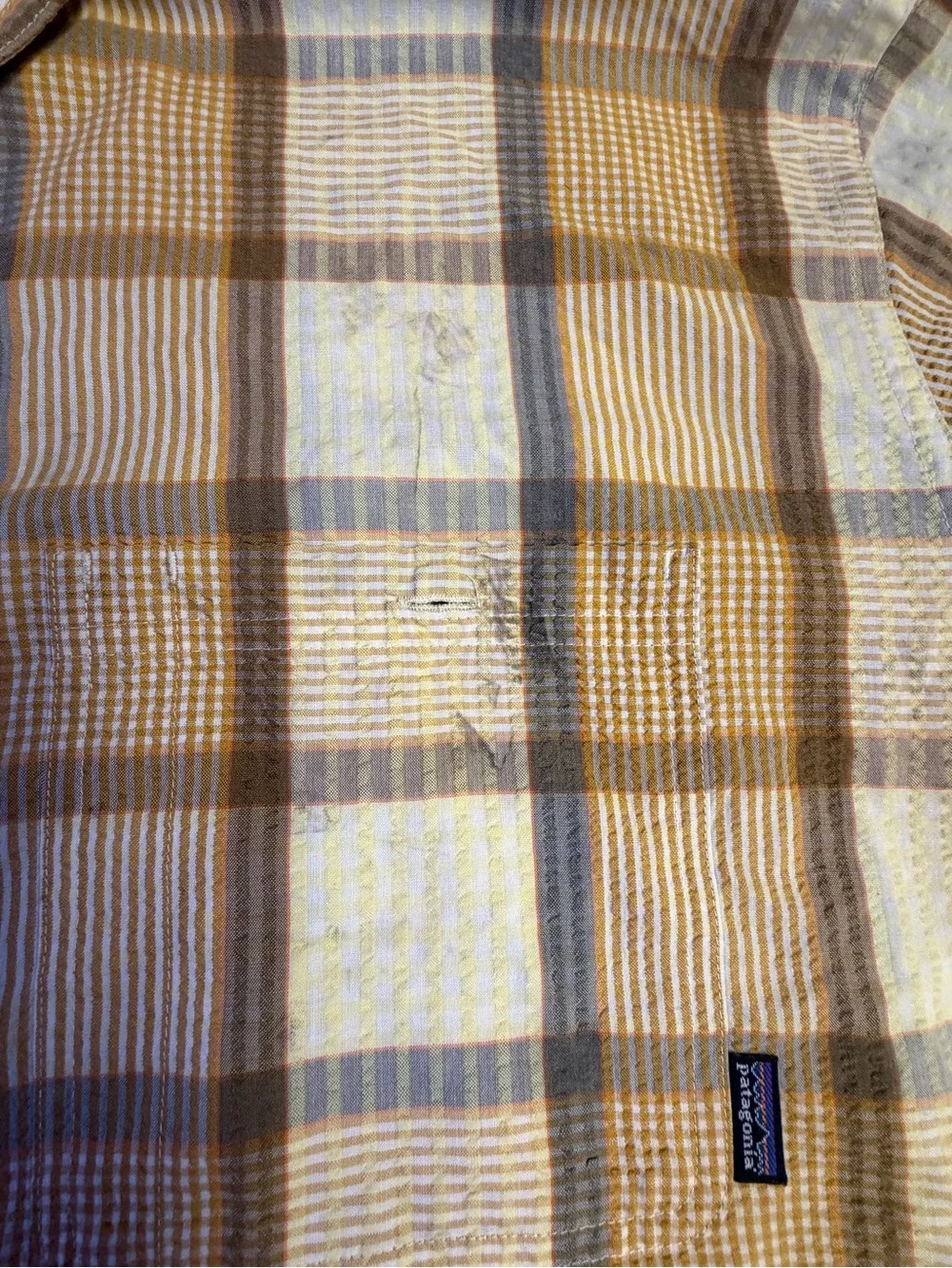 Men's Plaid Button-Up Shirt - Yellow & Brown